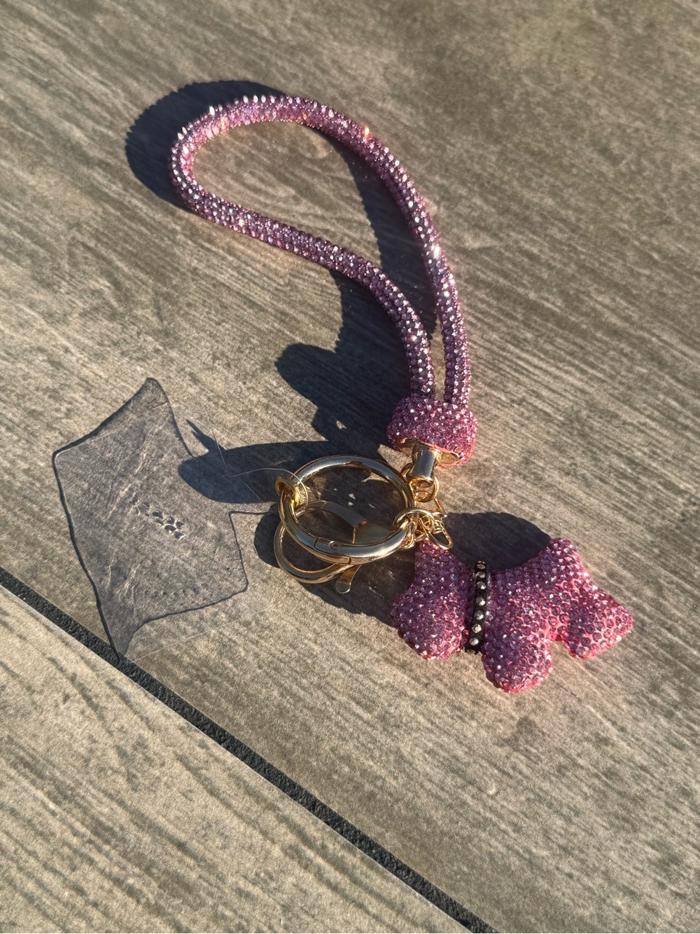 NWT Pink rhinestone French Bulldog keychain and bag charm Lanyard Phone Holder - Picture 6 of 6